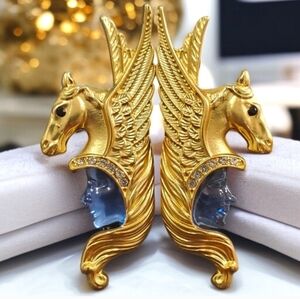 Moon Goddess Winged Pegsus Statement Earrings